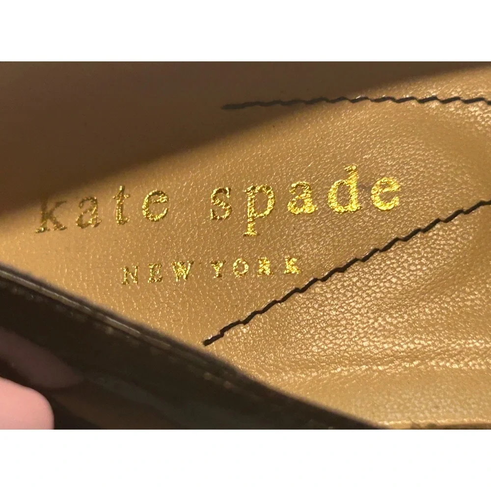 Kate Spade New York Karolina Pumps Women 8.5 Black Patent Leather Bow Round Toe